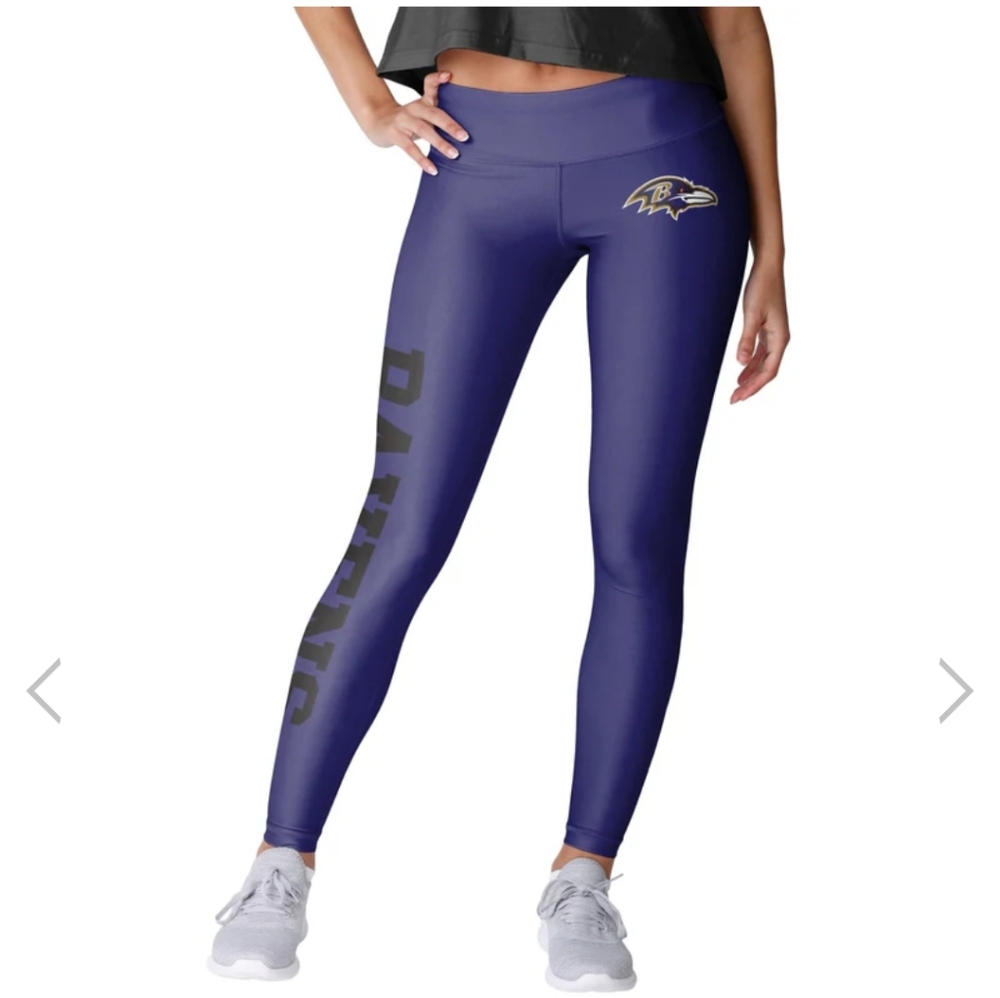 Baltimore Ravens NFL Womens Solid Big Wordmark Leggings Size Small